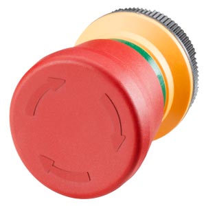 Аварийная кнопка (грибок) для модулей расширения, 22 мм, круглая, красная, пластиковая, фиксируемая, с поворотом для разблокировки, без описания, 2 НЗ-контакта, (вкл. печатную плату и блок контактов)